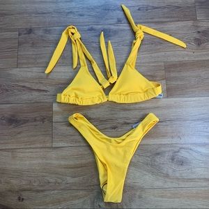 Shein Mustard Yellow Brazilian Style Two Piece Bikini Size Medium